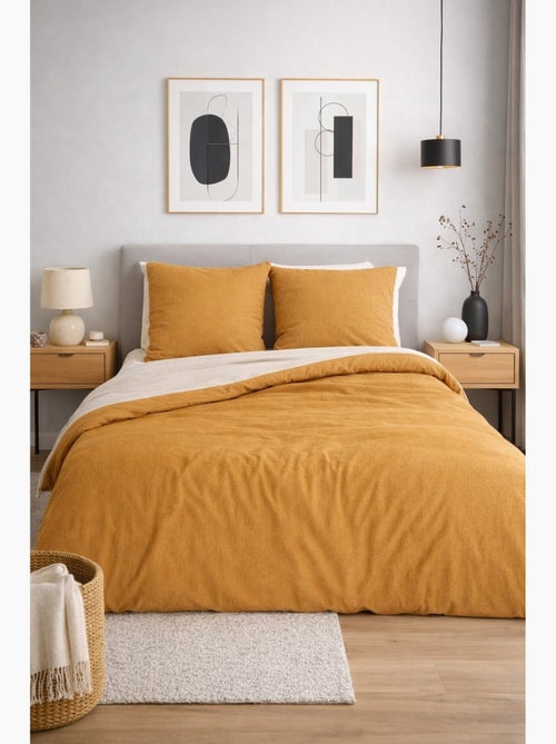 Parure de Lit Microfibre Gaufrée & Lavée Bicolore - Kiabi