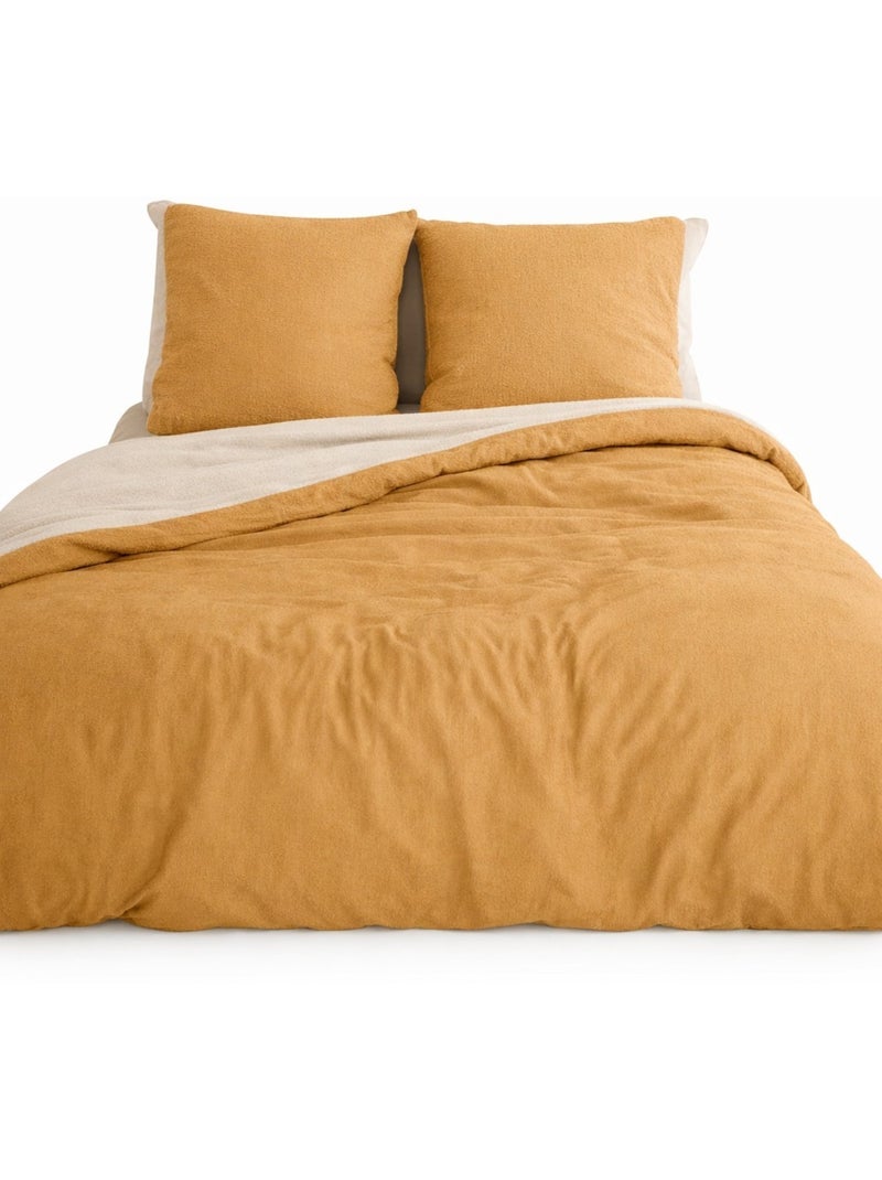 Parure de Lit Microfibre Gaufrée & Lavée Bicolore Jaune - Kiabi