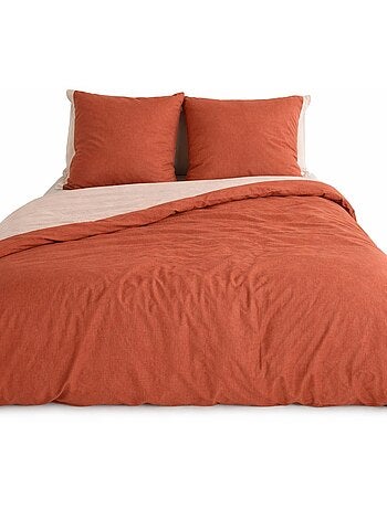 Parure de Lit Microfibre Gaufrée & Lavée Bicolore