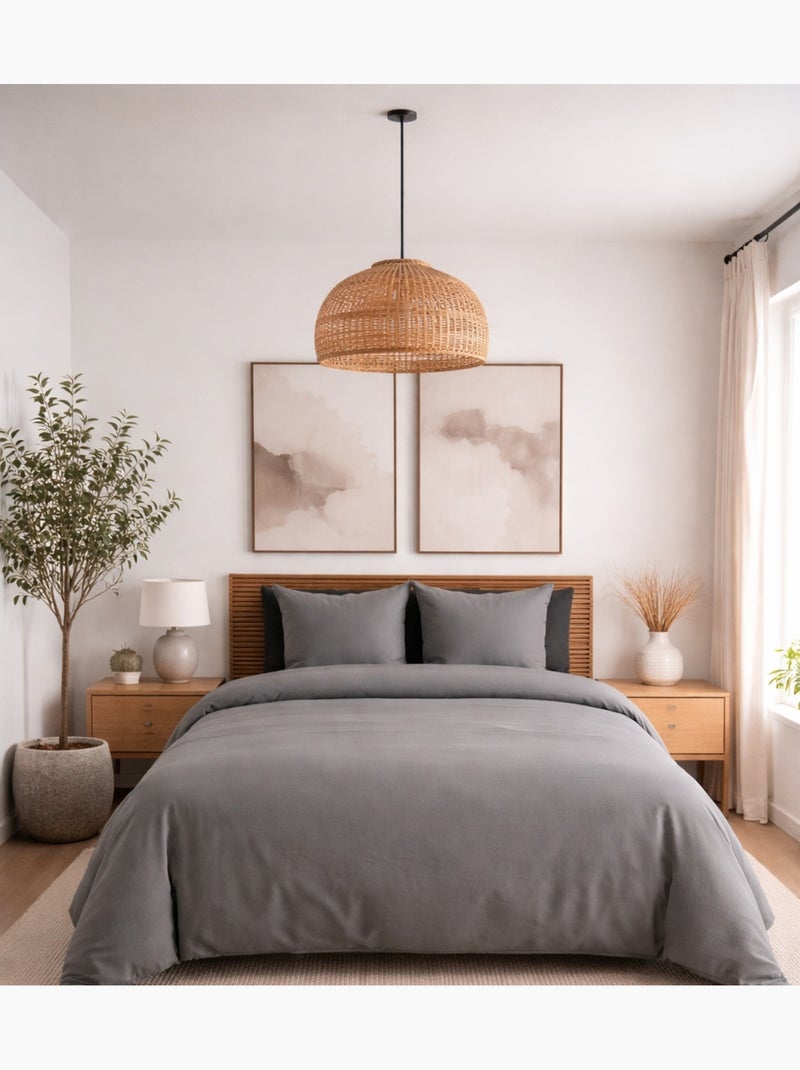 Parure de lit microfibre Gris - Kiabi