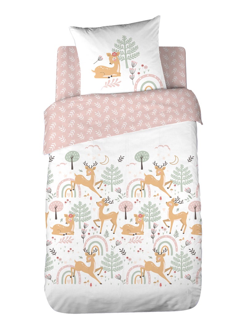 Parure de lit microfibre imprimé BAMBINA Rose pâle - Kiabi
