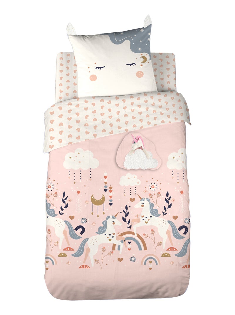 Parure de lit microfibre imprimé FEERIQUE Rose pâle - Kiabi