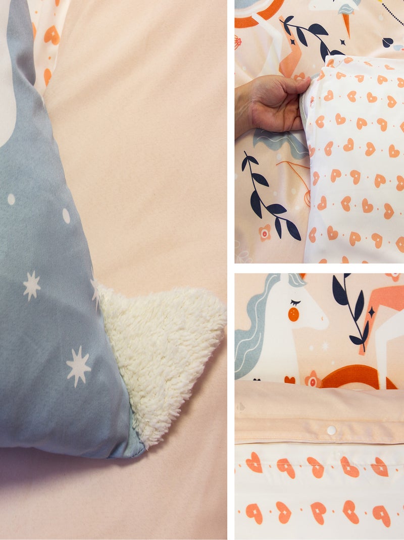 Parure de lit microfibre imprimé FEERIQUE Rose pâle - Kiabi