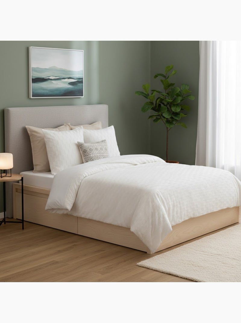 Parure de lit microfibre jacquard Blanc - Kiabi
