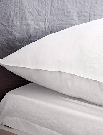 Parure de lit microfibre lavée 2 places blanc Luna