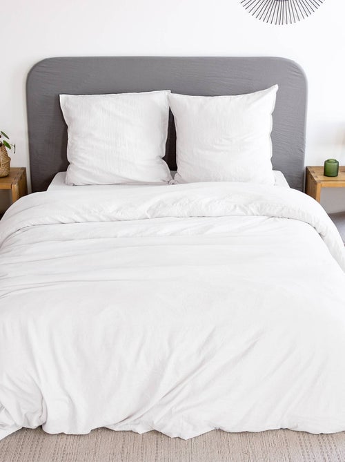 Parure de lit microfibre lavée 2 places blanc Luna - Kiabi