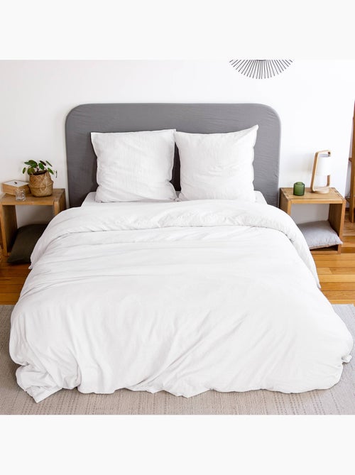 Parure de lit microfibre lavée 2 places blanc Luna - Kiabi