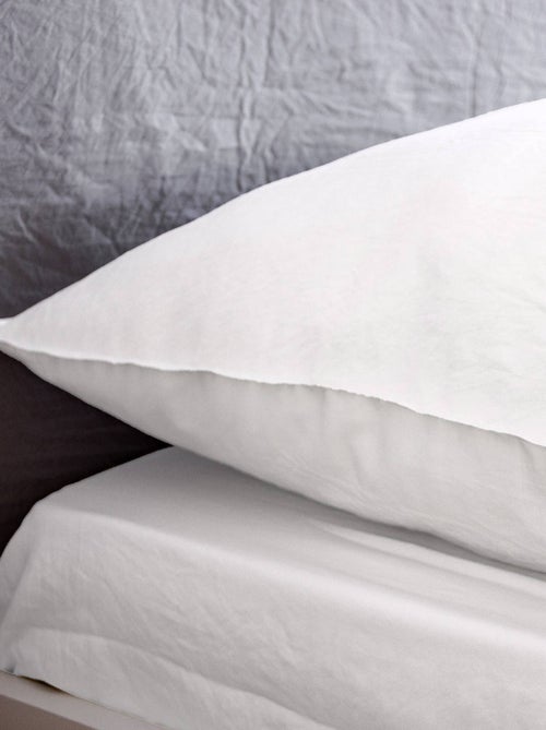 Parure de lit microfibre lavée 2 places blanc Luna - Kiabi