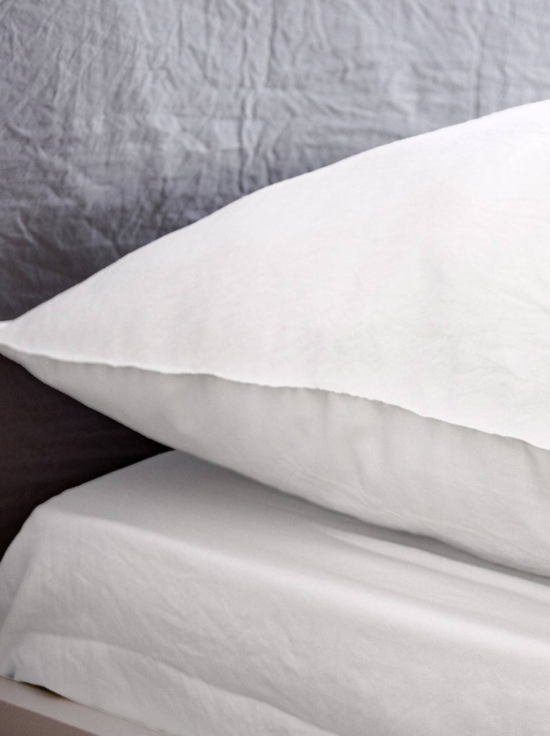 Parure de lit microfibre lavée 2 places blanc Luna Blanc - Kiabi