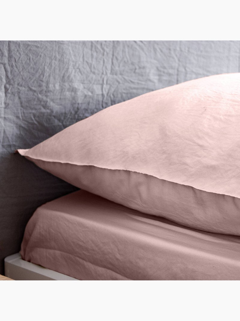 Parure de lit microfibre lavée 2 places rose poudré luna Rose poudré - Kiabi