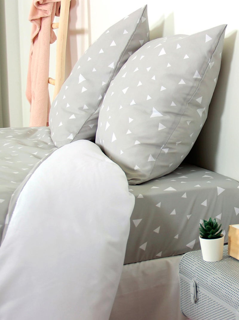 Parure de lit microfibre PISA Gris perle - Kiabi
