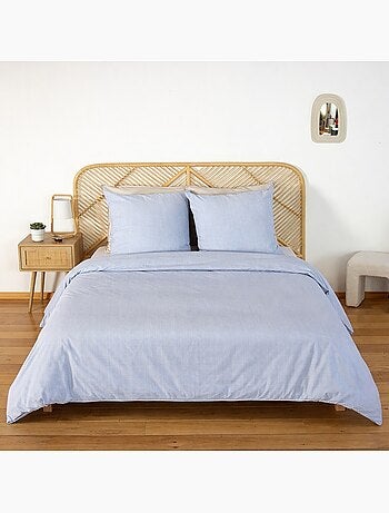Parure de lit microfibre rayures bleu Lanna