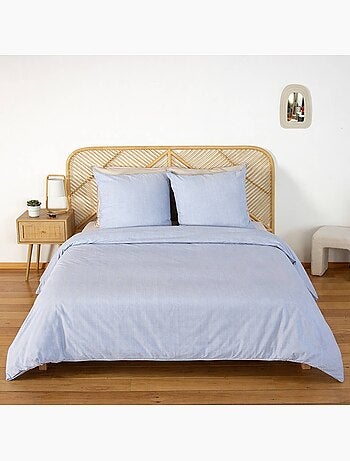 Parure de lit microfibre rayures bleu Lanna
