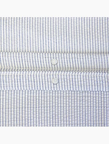 Parure de lit microfibre rayures bleu Lanna