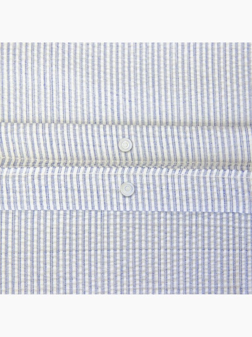 Parure de lit microfibre rayures bleu Lanna - Kiabi Parure de lit microfibre rayures bleu Lanna - Kiabi