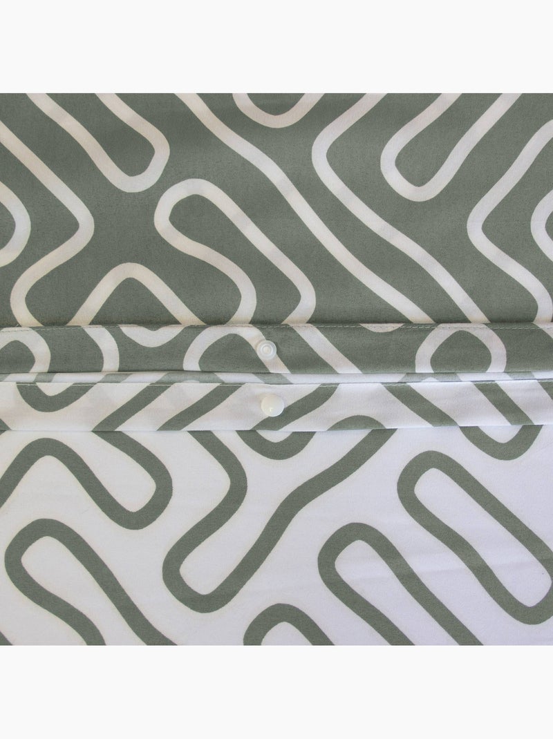 Parure de lit microfibre réversible 2 places imprimé labyrinthe gris  Aden Gris - Kiabi