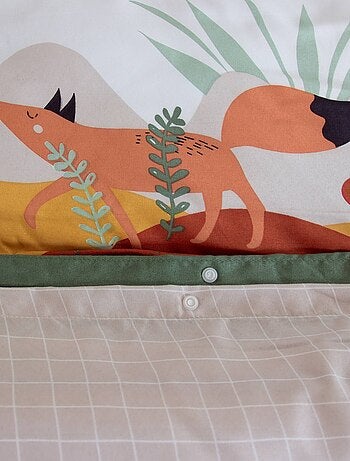 Parure de lit microfibre réversible imprimé forêt d'automne 1 place 140 x 200cm Robin