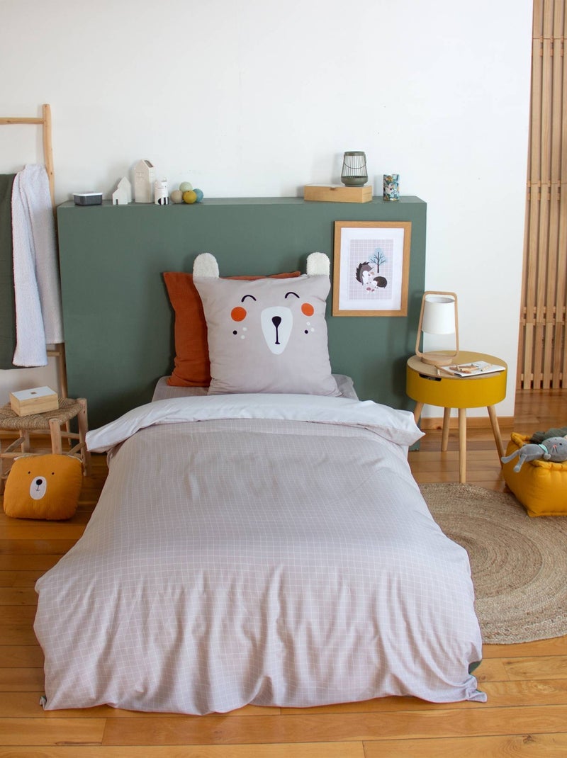 Parure de lit microfibre réversible imprimé forêt d'automne 1 place 140 x 200cm Robin Beige/Vert - Kiabi