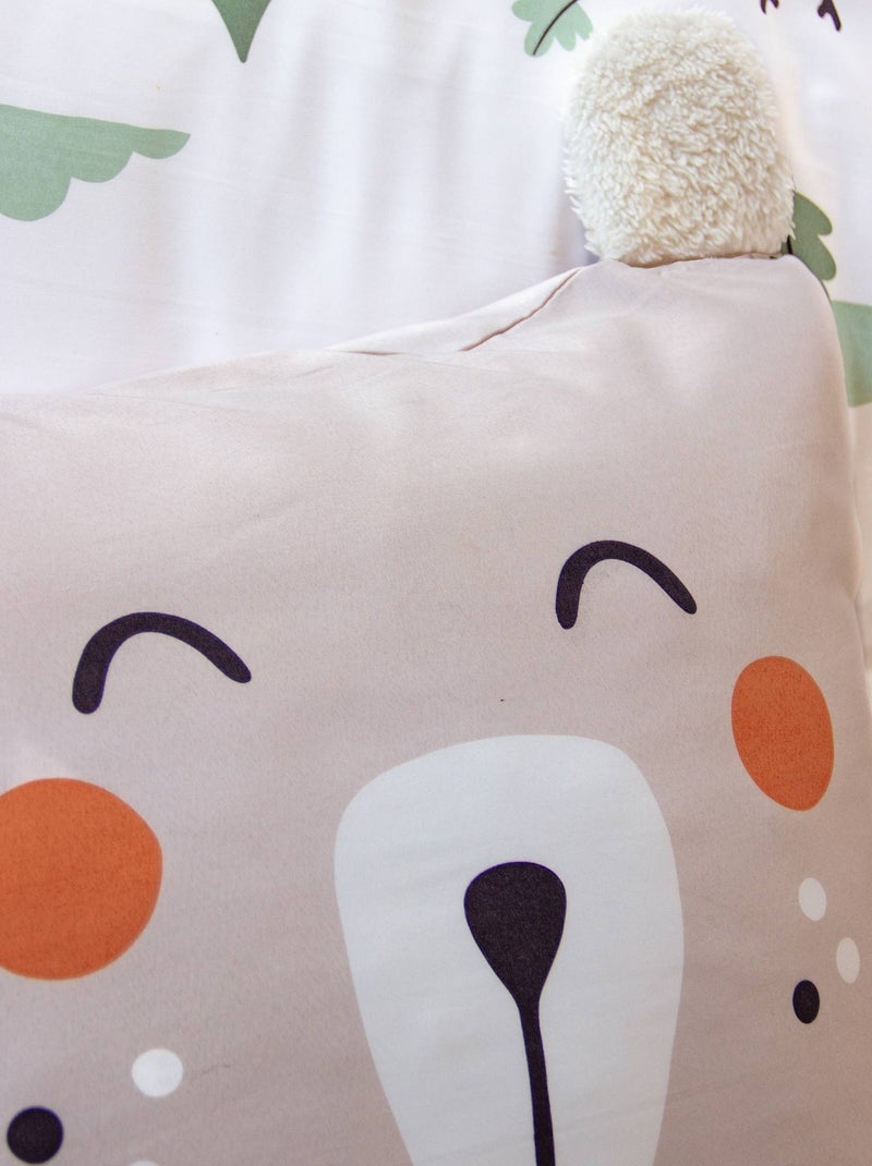 Parure de lit microfibre réversible imprimé forêt d'automne 1 place 140 x 200cm Robin Beige/Vert - Kiabi