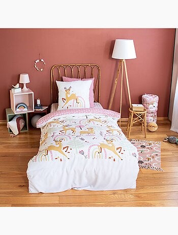 Parure de lit microfibre réversible imprimé forêt enchantée 1 place 140 x 200cm Lise