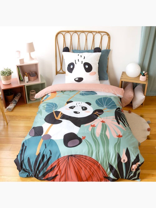 Parure de lit microfibre réversible imprimé panda 1 place 140x200cm Raphael - Kiabi