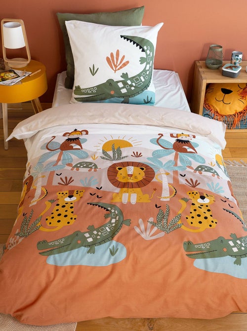 Parure de lit microfibre réversible imprimé savane 1 place 140 x 200cm Noe - Kiabi