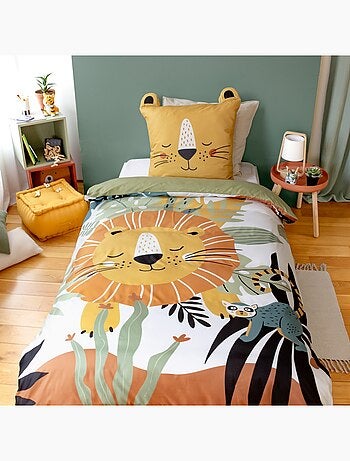 Parure de lit microfibre réversible imprimé savane 1 place 140x200cm Oscar