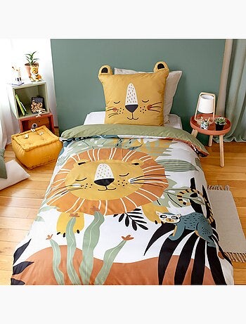 Parure de lit microfibre réversible imprimé savane 1 place 140x200cm Oscar