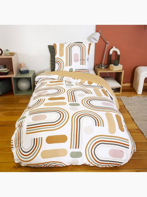 Parure de lit microfibre réversible orange Tess - Kiabi Parure de lit microfibre réversible orange Tess - Kiabi
