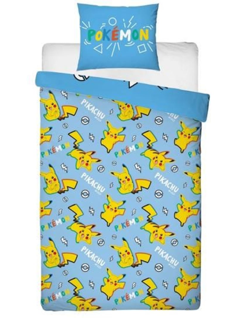 Parure de lit microfibre réversible Pikachu - POKEMON Jaune - Kiabi