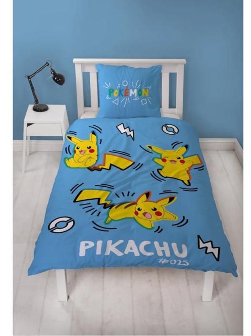 Parure de lit microfibre réversible Pikachu - POKEMON Jaune - Kiabi