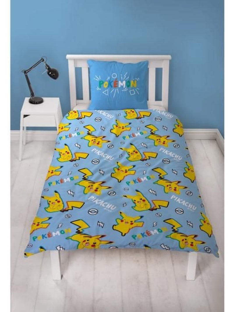 Parure de lit microfibre réversible Pikachu - POKEMON Jaune - Kiabi