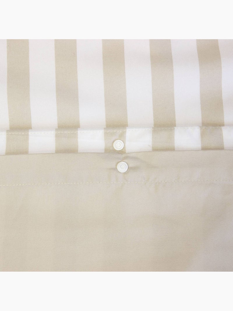 Parure de lit microfibre réversible rayures beige Néo Beige - Kiabi