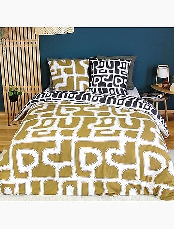 Parure de lit microfibre scandinave réversible - 3 pièces