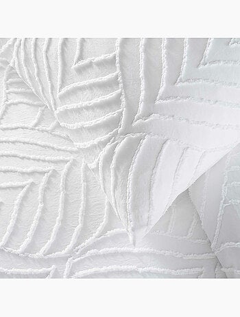 Parure de lit – Microfibre tuftée motif feuilles + 2 taies