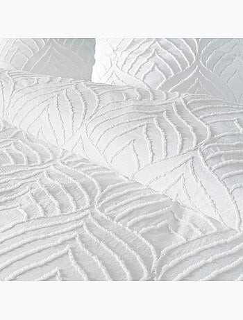 Parure de lit – Microfibre tuftée motif feuilles + 2 taies