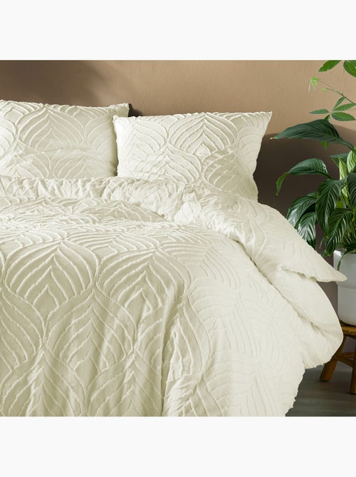 Parure de lit – Microfibre tuftée motif feuilles + 2 taies - Kiabi