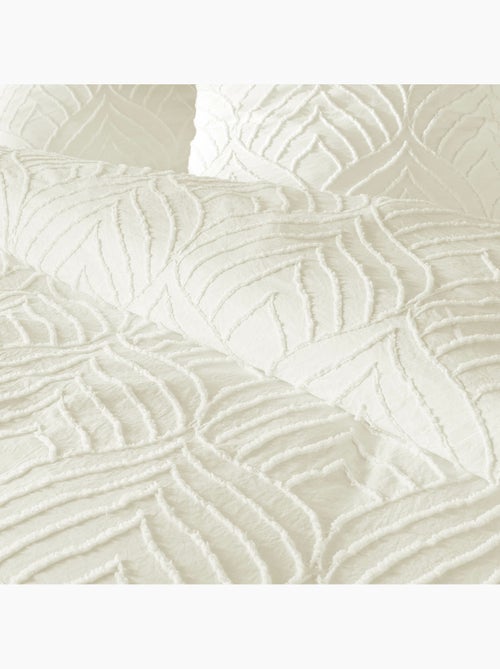 Parure de lit – Microfibre tuftée motif feuilles + 2 taies - Kiabi