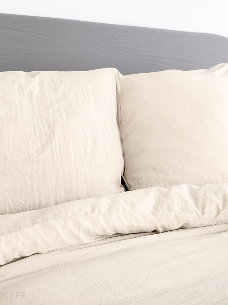 Parure de lit MILA micro lavée polyester Beige sable - Kiabi