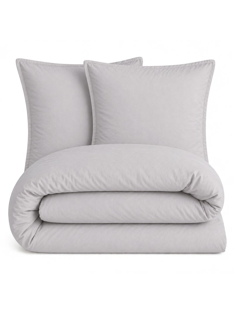 Parure de lit MILA micro lavée polyester Gris perle - Kiabi