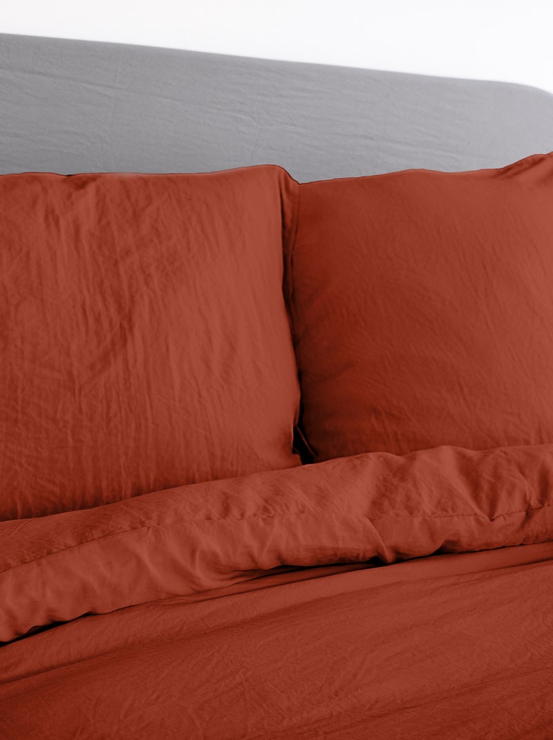 Parure de lit MILA micro lavée polyester Orange mandarine - Kiabi