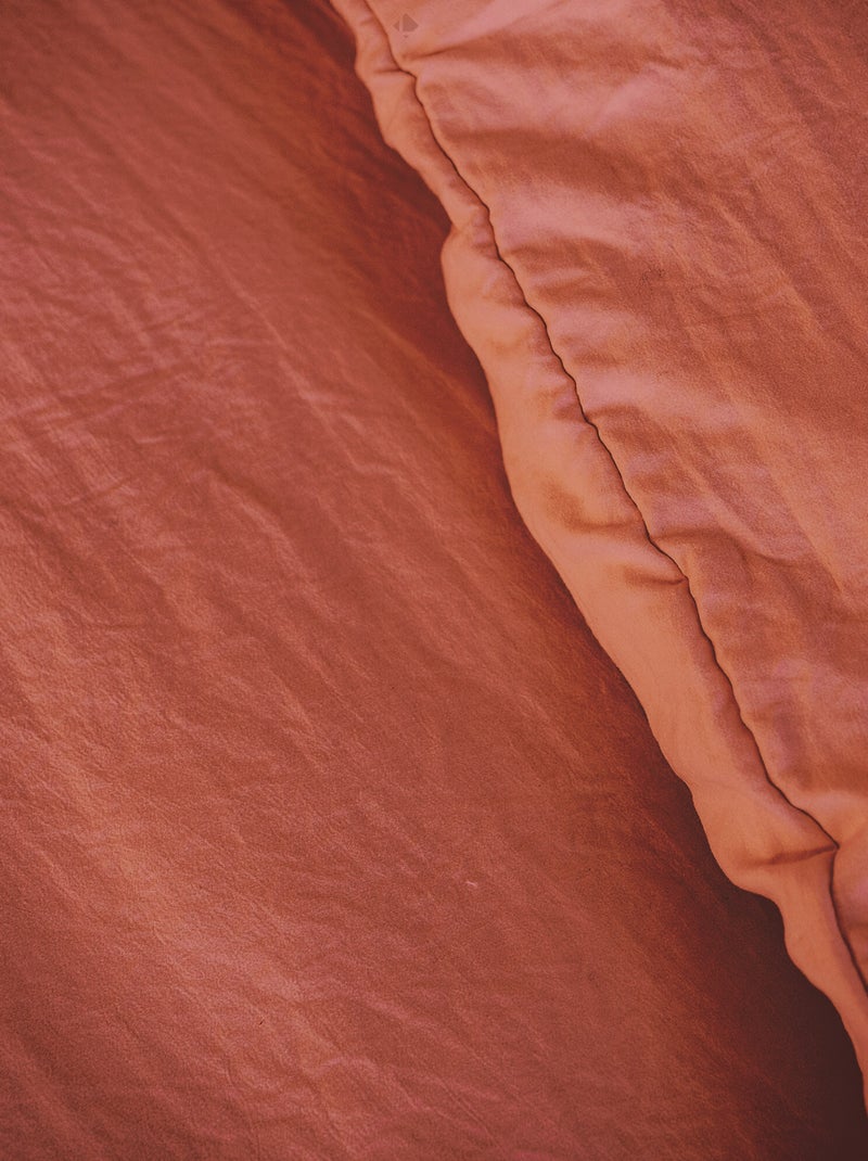 Parure de lit MILA micro lavée polyester Orange mandarine - Kiabi