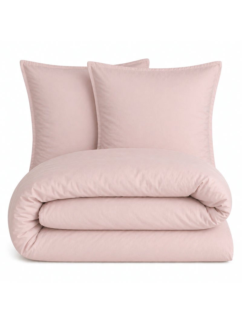 Parure de lit MILA micro lavée polyester Rose clair - Kiabi