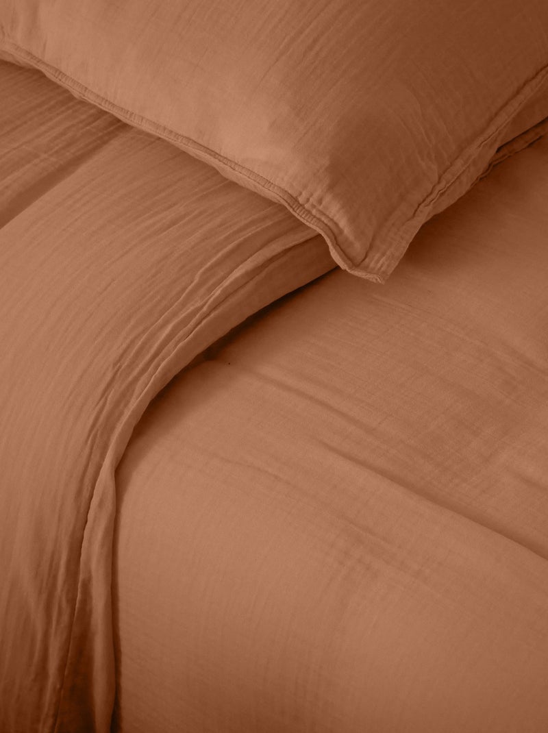 Parure de lit MILOS coton Taie 65x65 cm Cognac - Kiabi