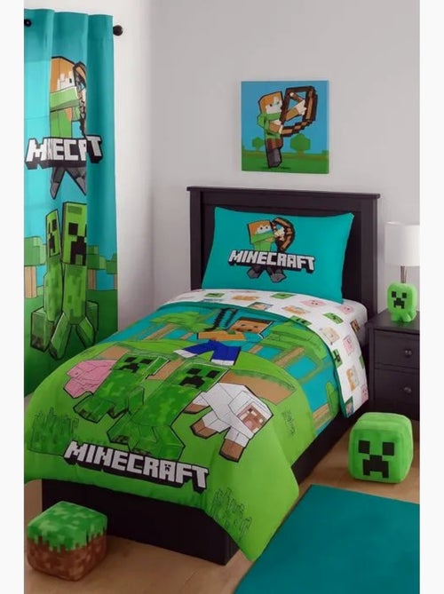 Parure de Lit Minecraft Jungle Enfant, 100% Coton Oeko-Tex, Lit 1 place, AVENTURE - Kiabi