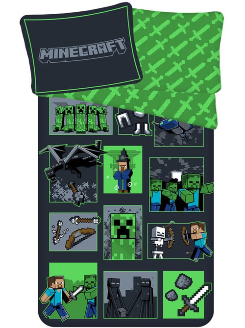 Parure de Lit Minecraft Survival Mode 140x200 cm - Housse de couette enfant - Kiabi
