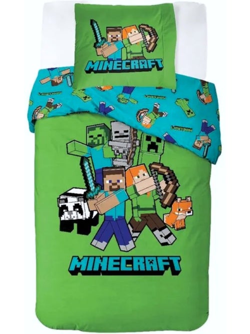 Parure de Lit Minecraft World Enfant, 100% Coton Oeko-Tex, Lit 1 place, BLOCK - Kiabi