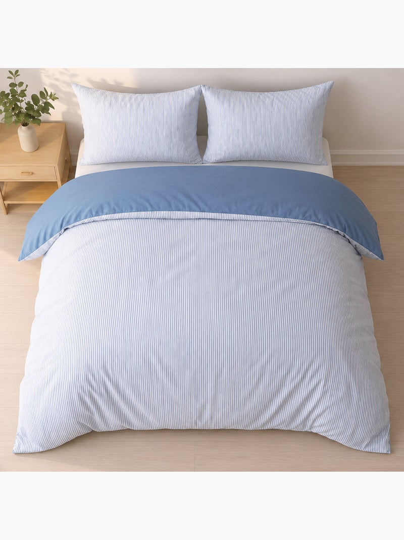 Parure de lit mini seersucker motif rayure, Milleray Bleu denim - Kiabi