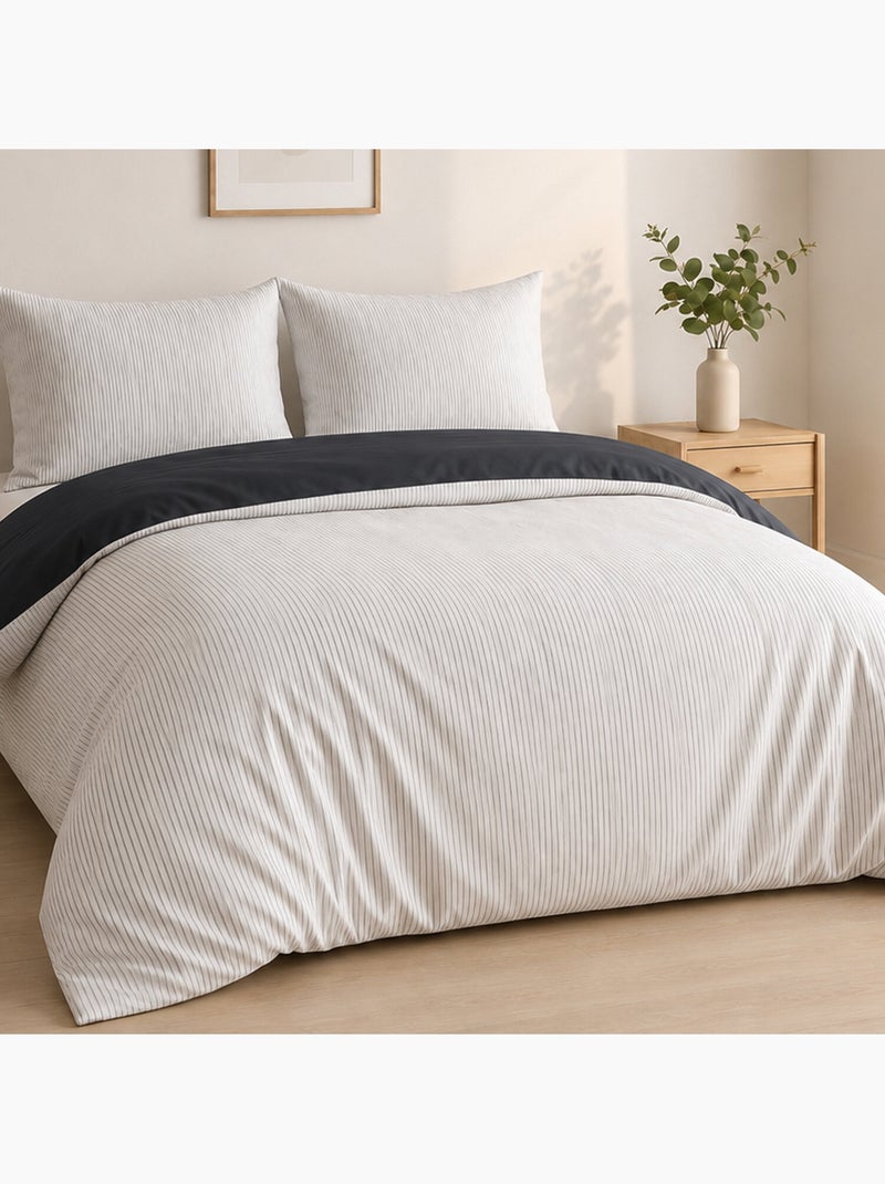 Parure de lit mini seersucker motif rayure, Milleray Carbone - Kiabi