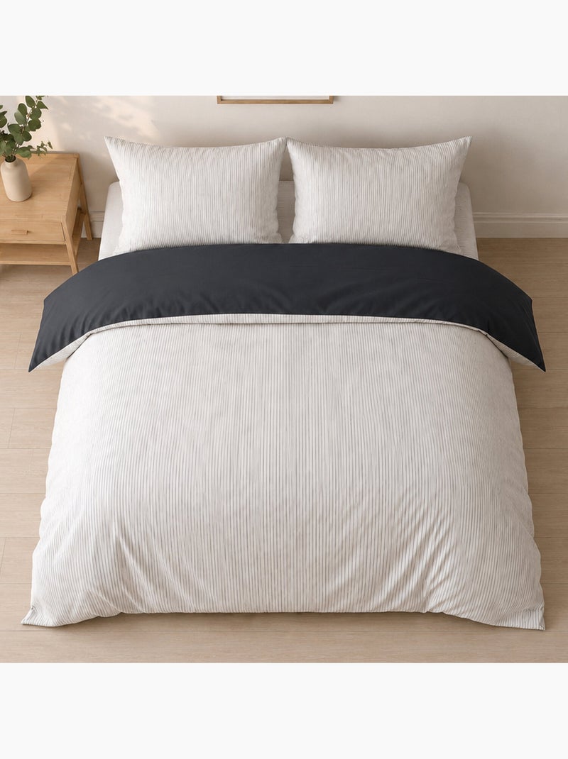 Parure de lit mini seersucker motif rayure, Milleray Carbone - Kiabi